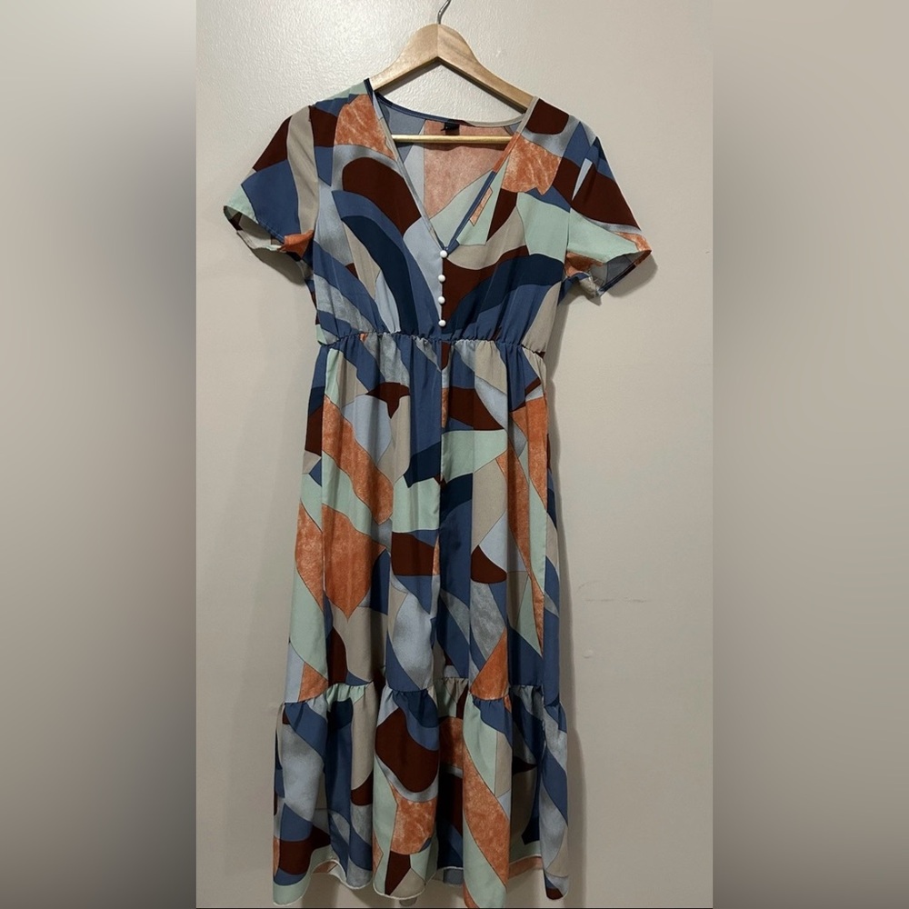 Abstract Patterned Midi Dress